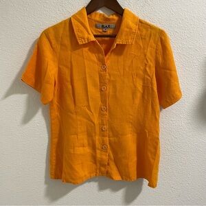 Flax Vibrant Orange linen Collar Shirt